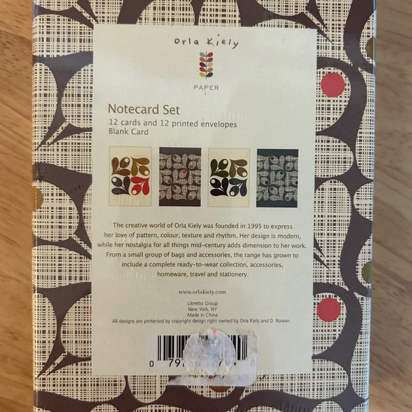 Oral Kiely Box Set 12 Blank Notecards & Printed Envelopes Stem Leaf Print - Picture 2 of 2